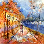 Casa si Gradina - Decoratiuni - Tablouri - Tablou canvas Toamna in parc, pictura, 40 x 40 cm - Infinity.ro