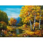 Casa si Gradina - Decoratiuni - Tablouri - Tablou canvas Toamna, padure, lac, pictura, 45 x 30 cm - Infinity.ro