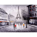 Casa si Gradina - Decoratiuni - Tablouri - Tablou canvas Strada din Paris, pictura, alb-negru, 45 x 30 cm - Infinity.ro