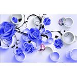 Casa si Gradina - Decoratiuni - Tapet - Fototapet de perete, autoadeziv si lavabil, Trandafiri albastrii si cercuri, 220 x 135 cm - Infinity.ro