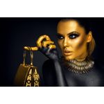 Casa si Gradina - Decoratiuni - Tapet - Fototapet de perete, autoadeziv si lavabil, Portert femeie auriu-negru1, 350 x 250 cm - Infinity.ro