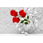 Casa si Gradina - Decoratiuni - Tapet - Fototapet de perete, autoadeziv si lavabil, Trandafiri rosii prin zid, 250 x 200 cm - Infinity.ro