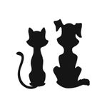 Carti si Birotica - Papetarie - Afise si stickere - Sticker decorativ Doi prieteni, caine si pisica, 15 x 15 cm, Negru - Infinity.ro