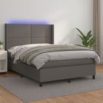 Casa si Gradina - Mobilier - Paturi si accesorii - Paturi - Pat continental cu saltea și LED, cu saltea și LED, 140x190 cm, piele eco, model unică și cuie de tapițerie - Infinity.ro