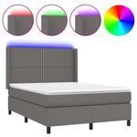 Casa si Gradina - Mobilier - Paturi si accesorii - Paturi - Pat continental cu saltea și LED, cu saltea și LED, 140x190 cm, piele eco, model unică și cuie de tapițerie - Infinity.ro