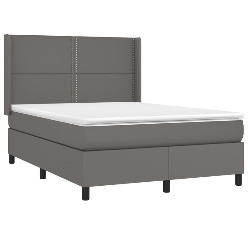 Casa si Gradina - Mobilier - Paturi si accesorii - Paturi - Pat continental cu saltea și LED, cu saltea și LED, 140x190 cm, piele eco, model unică și cuie de tapițerie - Infinity.ro