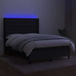 Casa si Gradina - Mobilier - Paturi si accesorii - Paturi - Pat cu arcuri, saltea si LED, negru, 140x190 cm, textil - Infinity.ro