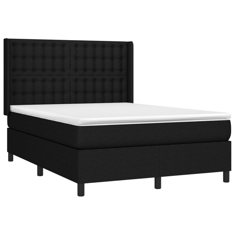 Casa si Gradina - Mobilier - Paturi si accesorii - Paturi - Pat cu arcuri, saltea si LED, negru, 140x190 cm, textil - Infinity.ro
