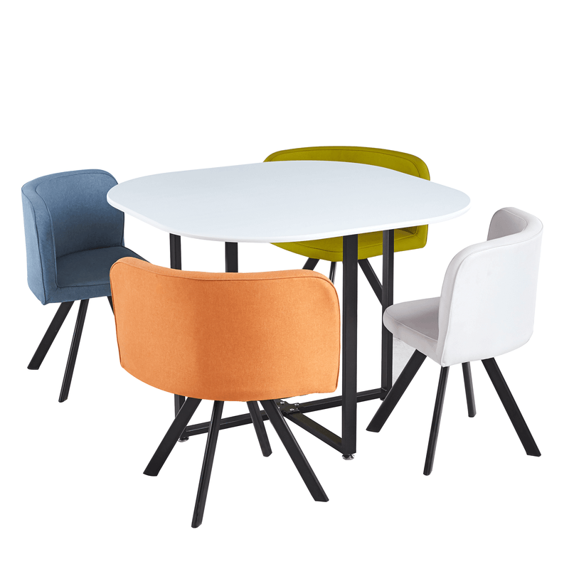 Casa si Gradina - Mobilier - Seturi de mobilier - Seturi bucatarie - Set de mobilier dining 1+4, alb/culori mixte, BEVIS NEW - Infinity.ro