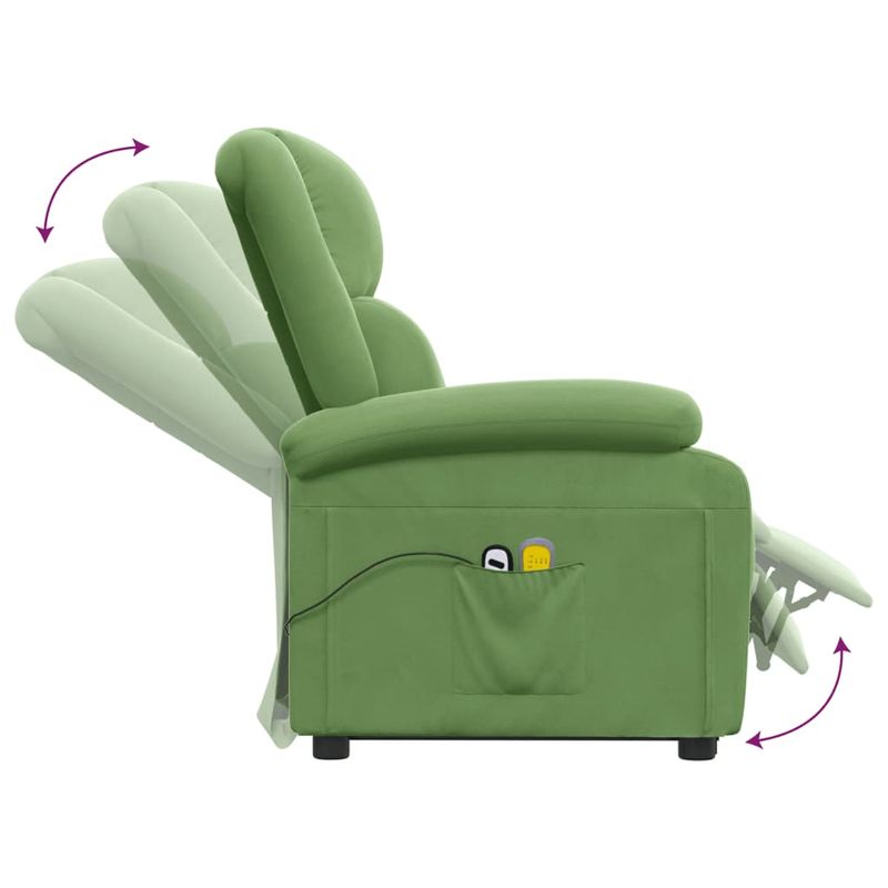 Ingrijire personala si Cosmetice - Sanatate si wellness - Articole wellness - Fotolii de masaj - Fotoliu de masaj cu ridicare, verde deschis, catifea - Infinity.ro