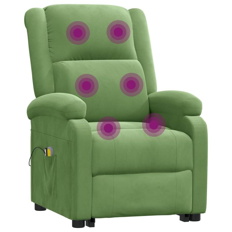 Ingrijire personala si Cosmetice - Sanatate si wellness - Articole wellness - Fotolii de masaj - Fotoliu de masaj cu ridicare, verde deschis, catifea - Infinity.ro