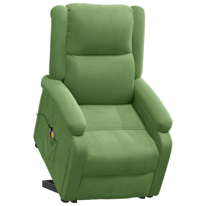 Ingrijire personala si Cosmetice - Sanatate si wellness - Articole wellness - Fotolii de masaj - Fotoliu de masaj cu ridicare, verde deschis, catifea - Infinity.ro