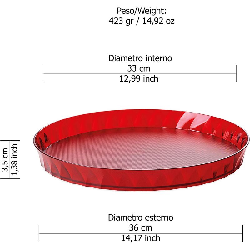 Casa si Gradina - Bucatarie si vesela - Ustensile bucatarie - Tavi servire - Tava Platou, DIAMOND, ø 36, h 3,5 cm, rosu - Infinity.ro