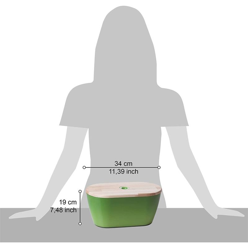 Casa si Gradina - Bucatarie si vesela - Organizare si depozitare bucatarie - Cutii alimentare - Cutie de paine Woody 34x19x17 cm, verde - Infinity.ro