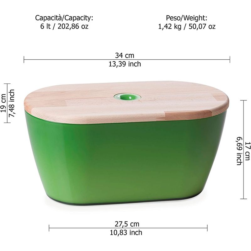Casa si Gradina - Bucatarie si vesela - Organizare si depozitare bucatarie - Cutii alimentare - Cutie de paine Woody 34x19x17 cm, verde - Infinity.ro