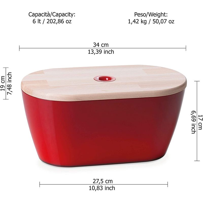 Casa si Gradina - Bucatarie si vesela - Organizare si depozitare bucatarie - Cutii alimentare - Cutie de paine Woody 34x19x17 cm, rosu - Infinity.ro