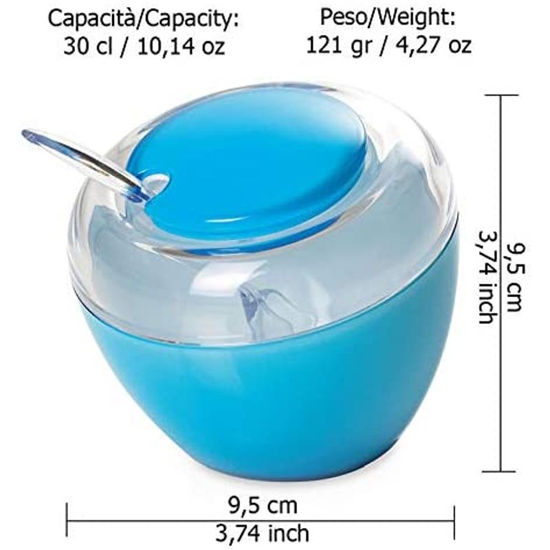Casa si Gradina - Bucatarie si vesela - Ustensile bucatarie - Rasnite si dozatoare condimente - Zaharnita Eat Pop cu lingurita d9,5 x 9,5 cm 30cl, albastru - Infinity.ro