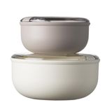 Casa si Gradina - Bucatarie si vesela - Organizare si depozitare bucatarie - Cutii alimentare - Set de 2 cutii alimentare, Pull Box, 15,7x15,7x8,2 cm si 20,5x20,5x10 cm, maro - Infinity.ro