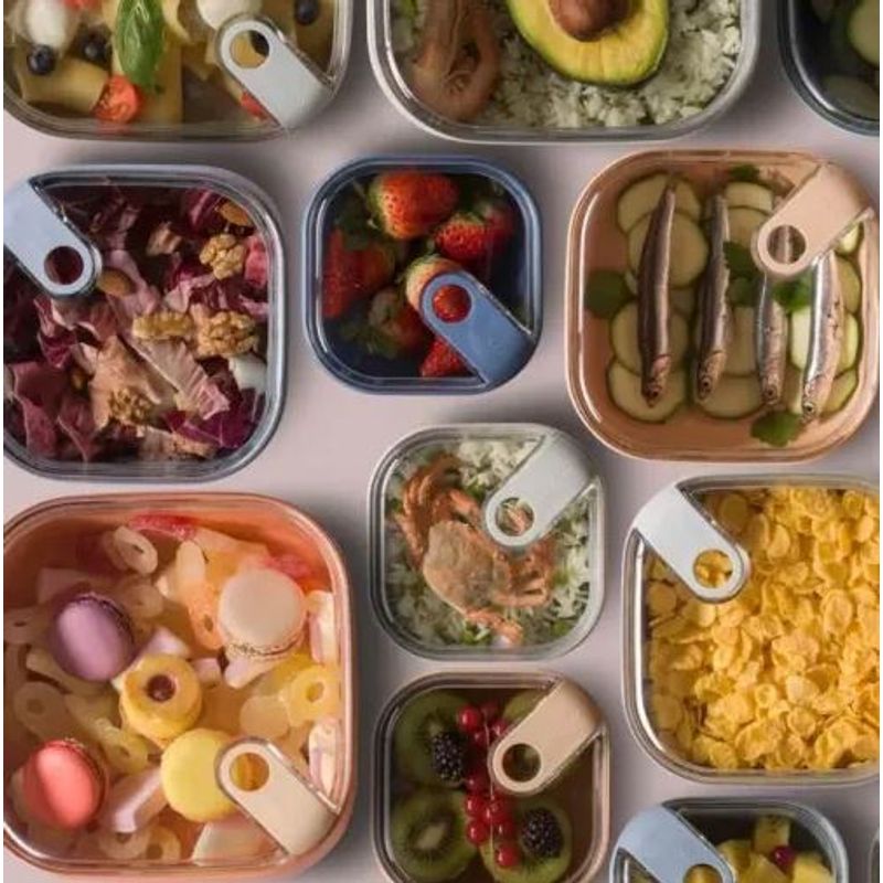 Casa si Gradina - Bucatarie si vesela - Organizare si depozitare bucatarie - Cutii alimentare - Cutie alimentara rectangulara Pull Box 19,5x19,5x6,7 cm.1 lt gri - Infinity.ro