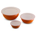 Casa si Gradina - Bucatarie si vesela - Vesela si tacamuri - Farfurii si boluri - Set de 3 Boluri Sanaliving cu capac d26,5 cm, d20 cm, d13,5 cm, 3,5L 1,7L 0,5L, portocaliu - Infinity.ro
