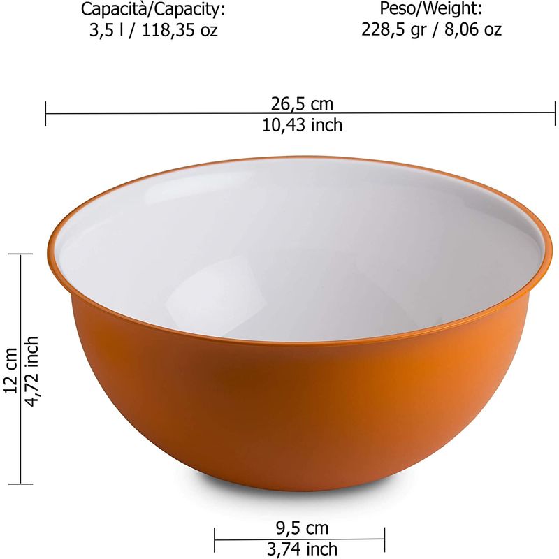 Casa si Gradina - Bucatarie si vesela - Vesela si tacamuri - Farfurii si boluri - Bol pentru salata Sanaliving d26,5 cm x H12 3,5L, portocaliu - Infinity.ro