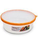 Casa si Gradina - Bucatarie si vesela - Organizare si depozitare bucatarie - Cutii alimentare - Cutie de conservare alimente rotunda Sanaliving 18x6,5 cm. 1L capac portocaliu - Infinity.ro