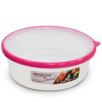 Casa si Gradina - Bucatarie si vesela - Organizare si depozitare bucatarie - Cutii alimentare - Cutie de conservare alimente rotunda Sanaliving 18x6,5 cm. 1L capac fucsia - Infinity.ro