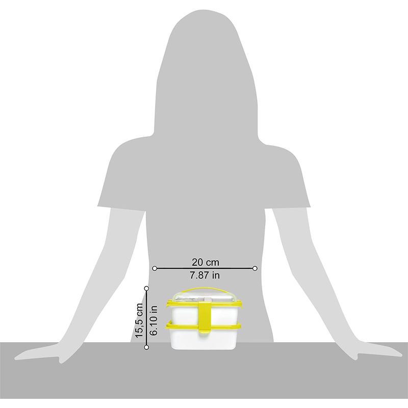 Casa si Gradina - Bucatarie si vesela - Organizare si depozitare bucatarie - Cutii alimentare - Set cutie de pranz Young Sanaliving, cu toarta si tacamuri 20x14,5x15,5 cm 1L si 1L, portocaliu - Infinity.ro