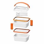 Casa si Gradina - Bucatarie si vesela - Organizare si depozitare bucatarie - Cutii alimentare - Set cutie de pranz Young Sanaliving, cu toarta si tacamuri 20x14,5x15,5 cm 1L si 1L, portocaliu - Infinity.ro