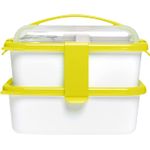 Casa si Gradina - Bucatarie si vesela - Organizare si depozitare bucatarie - Cutii alimentare - Set cutie de pranz Young Sanaliving, cu toarta si tacamuri 20x14,5x15,5 cm 1L si 1L, verde - Infinity.ro