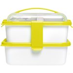Casa si Gradina - Bucatarie si vesela - Organizare si depozitare bucatarie - Cutii alimentare - Set cutie de pranz Young Sanaliving, cu toarta si tacamuri 20x14,5x15,5 cm 1L si 1L, verde - Infinity.ro