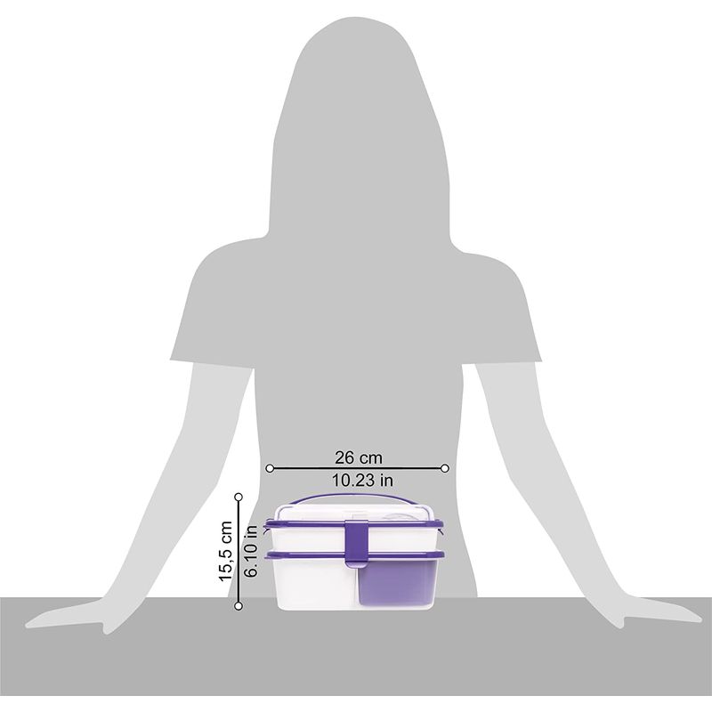 Casa si Gradina - Bucatarie si vesela - Organizare si depozitare bucatarie - Cutii alimentare - Set cutie de pranz Man Sanaliving, cu toarta si tacamuri 26x17,5x15,5 cm, 1L si 2L, violet - Infinity.ro