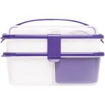 Casa si Gradina - Bucatarie si vesela - Organizare si depozitare bucatarie - Cutii alimentare - Set cutie de pranz Man Sanaliving, cu toarta si tacamuri 26x17,5x15,5 cm, 1L si 2L, violet - Infinity.ro