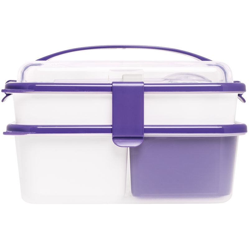 Casa si Gradina - Bucatarie si vesela - Organizare si depozitare bucatarie - Cutii alimentare - Set cutie de pranz Man Sanaliving, cu toarta si tacamuri 26x17,5x15,5 cm, 1L si 2L, violet - Infinity.ro