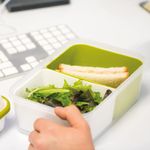 Casa si Gradina - Bucatarie si vesela - Organizare si depozitare bucatarie - Cutii alimentare - Set cutie de pranz Man Sanaliving, cu toarta si tacamuri 26x17,5x15,5 cm, 1L si 2L, verde - Infinity.ro