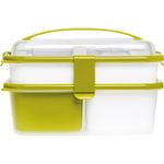 Casa si Gradina - Bucatarie si vesela - Organizare si depozitare bucatarie - Cutii alimentare - Set cutie de pranz Man Sanaliving, cu toarta si tacamuri 26x17,5x15,5 cm, 1L si 2L, verde - Infinity.ro