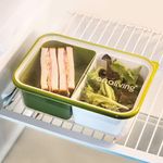 Casa si Gradina - Bucatarie si vesela - Organizare si depozitare bucatarie - Cutii alimentare - Set cutie de pranz Man Sanaliving, cu toarta si tacamuri 26x17,5x15,5 cm, 1L si 2L, verde - Infinity.ro