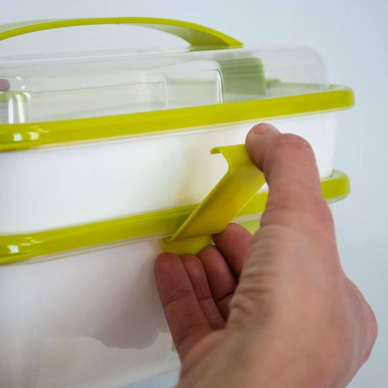 Casa si Gradina - Bucatarie si vesela - Organizare si depozitare bucatarie - Cutii alimentare - Set cutie de pranz Man Sanaliving, cu toarta si tacamuri 26x17,5x15,5 cm, 1L si 2L, verde - Infinity.ro