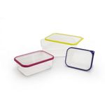 Casa si Gradina - Bucatarie si vesela - Organizare si depozitare bucatarie - Cutii alimentare - Set 3 cutii de conservare alimente Sanaliving 15x11x5cm,0,4L si 19x14x6,5cm, 1L si 24x16,5x8cm 2L, multicolor - Infinity.ro