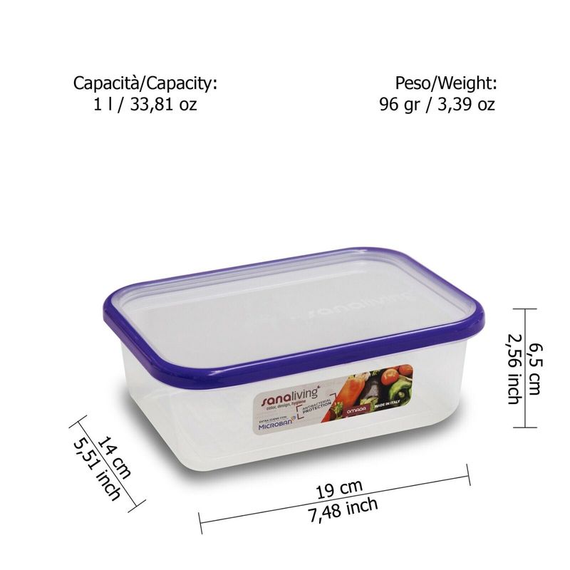 Casa si Gradina - Bucatarie si vesela - Organizare si depozitare bucatarie - Cutii alimentare - Cutie de conservare alimente Sanaliving 19x14x6,5 cm. 1L capac fucsia - Infinity.ro