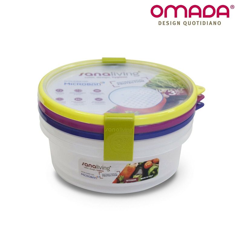 Casa si Gradina - Bucatarie si vesela - Organizare si depozitare bucatarie - Cutii alimentare - Set de 3 cutii de conservare alimente Sanaliving 18xh6,5 cm, 1L, multicolor - Infinity.ro