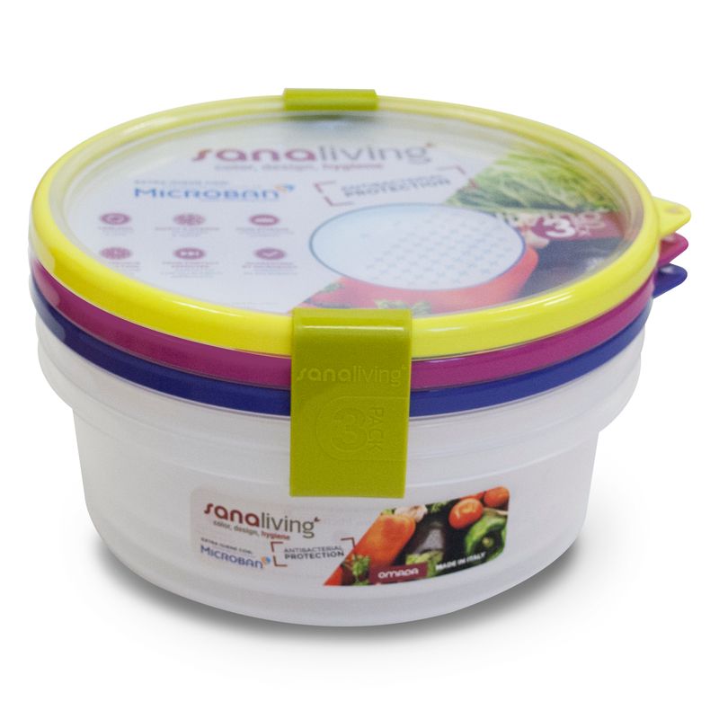 Casa si Gradina - Bucatarie si vesela - Organizare si depozitare bucatarie - Cutii alimentare - Set de 3 cutii de conservare alimente Sanaliving 18xh6,5 cm, 1L, multicolor - Infinity.ro