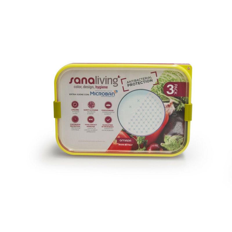 Casa si Gradina - Bucatarie si vesela - Organizare si depozitare bucatarie - Cutii alimentare - Set de 3 cutii de conservare alimente Sanaliving 24x16,5x8 cm, 2L, multicolor - Infinity.ro