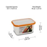 Casa si Gradina - Bucatarie si vesela - Organizare si depozitare bucatarie - Cutii alimentare - Cutie de conservare alimente Sanaliving 15x11x7,5 cm.0,5L capac portocaliu - Infinity.ro