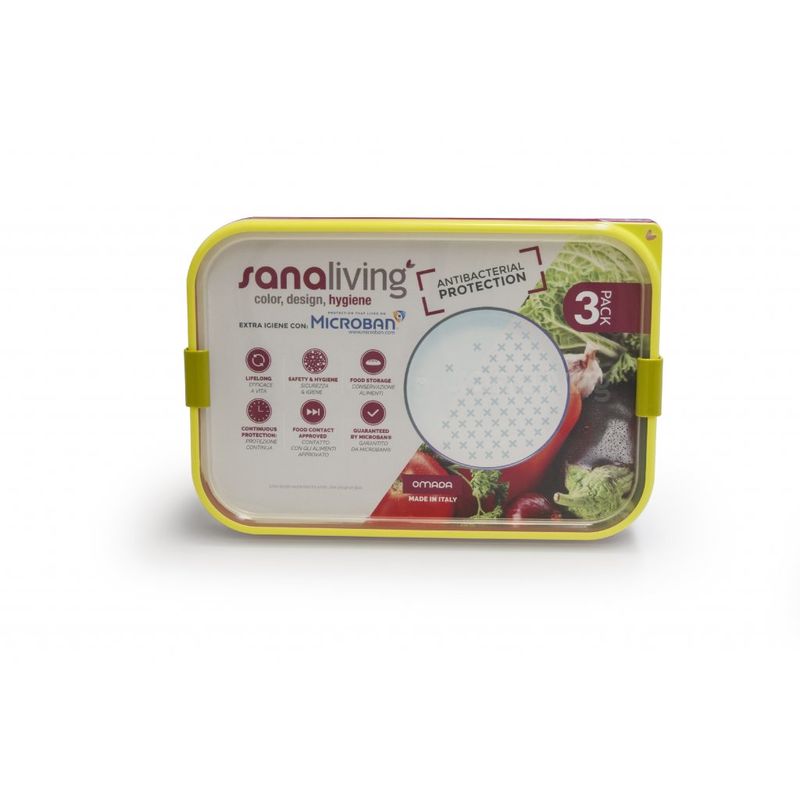 Casa si Gradina - Bucatarie si vesela - Organizare si depozitare bucatarie - Cutii alimentare - Set de 3 cutii de conservare alimente Sanaliving 24x16,5x5 cm, 1L, multicolor - Infinity.ro