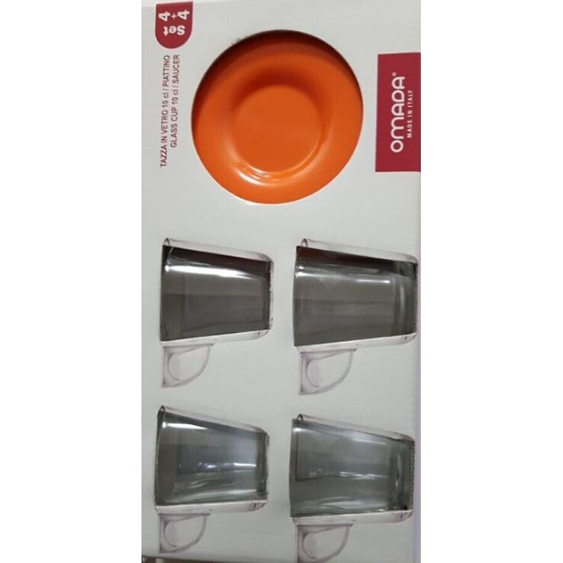 Casa si Gradina - Bucatarie si vesela - Cani si pahare - Cani si cesti - Set de 4 cesti de cafea Eat Pop 12 x 12 x H6,5 cm, 10cl fiecare, portocaliu - Infinity.ro