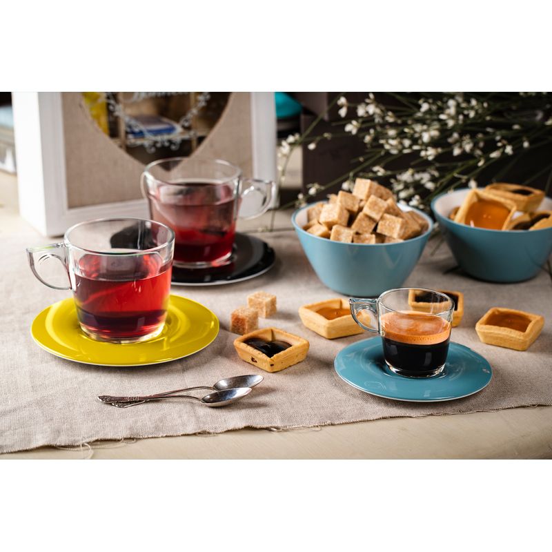 Casa si Gradina - Bucatarie si vesela - Cani si pahare - Cani si cesti - Set de 4 cesti de cafea Eat Pop 12 x 12 x H6,5 cm, 10cl fiecare, portocaliu - Infinity.ro
