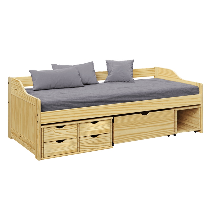 Casa si Gradina - Mobilier - Paturi si accesorii - Paturi - Pat cu spatiu de depozitare, natural, lemn masiv, 90x200, MAXI NEW - Infinity.ro