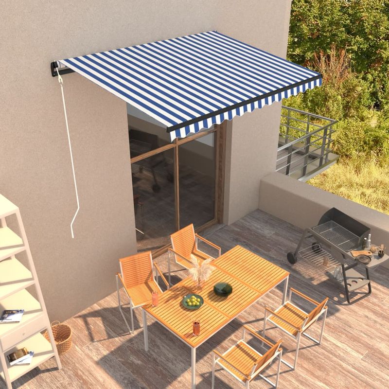 Casa si Gradina - Gradina si terasa - Umbrele si pavilioane - Pavilioane - Copertina retractabila automat, albastru/alb/negru, 350 x 250 cm - Infinity.ro