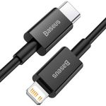 Laptop, Telefoane si Tablete - Telefoane mobile si accesorii - Accesorii Telefoane - Cabluri si adaptoare telefoane - Cablu de date si incarcare, Baseus, USB C - lightning, 1m, negru - Infinity.ro